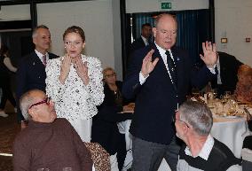 NO TABLOIDS - Prince Albert and Princess Charlene with Friendship Group of Monegasque Elders - Monaco