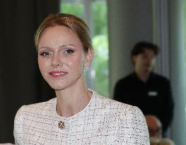 NO TABLOIDS - Prince Albert and Princess Charlene with Friendship Group of Monegasque Elders - Monaco
