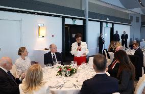 NO TABLOIDS - Prince Albert and Princess Charlene with Friendship Group of Monegasque Elders - Monaco