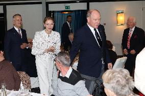 NO TABLOIDS - Prince Albert and Princess Charlene with Friendship Group of Monegasque Elders - Monaco
