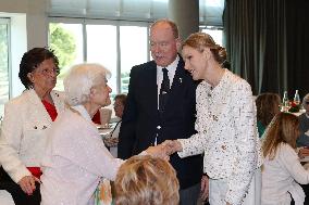 NO TABLOIDS - Prince Albert and Princess Charlene with Friendship Group of Monegasque Elders - Monaco