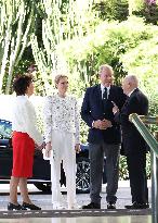 NO TABLOIDS - Prince Albert and Princess Charlene with Friendship Group of Monegasque Elders - Monaco