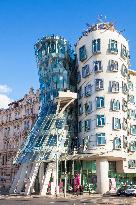Prague Dancing House or Ginger and Fred, by Frank Gehry and Vlado Milunic , Prague,Czech Republic, EU, Europe