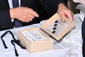 NOBEL CHAIRS ARE SIGNED BY THE PRIZE WINNERS