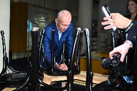 NOBEL CHAIRS ARE SIGNED BY THE PRIZE WINNERS