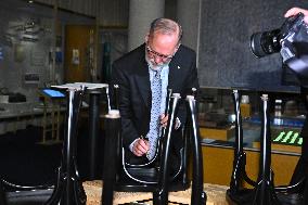 NOBEL CHAIRS ARE SIGNED BY THE PRIZE WINNERS