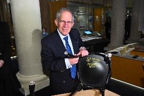 NOBEL CHAIRS ARE SIGNED BY THE PRIZE WINNERS