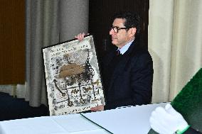NOBEL CHAIRS ARE SIGNED BY THE PRIZE WINNERS