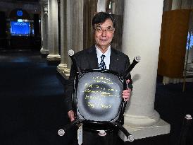 NOBEL CHAIRS ARE SIGNED BY THE PRIZE WINNERS