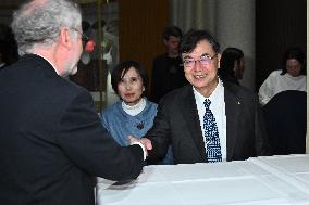 NOBEL CHAIRS ARE SIGNED BY THE PRIZE WINNERS