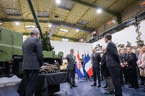 French Defence Minister and Croatia's Defence Minister visit the military defence system supplier KNDS - Versailles AJ