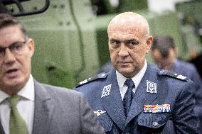 French Defence Minister and Croatia's Defence Minister visit the military defence system supplier KNDS - Versailles AJ