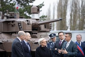 French Defence Minister and Croatia's Defence Minister visit the military defence system supplier KNDS - Versailles AJ