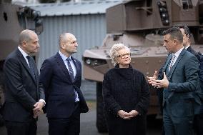 French Defence Minister and Croatia's Defence Minister visit the military defence system supplier KNDS - Versailles AJ