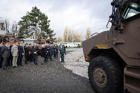 French Defence Minister and Croatia's Defence Minister visit the military defence system supplier KNDS - Versailles AJ
