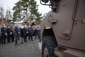 French Defence Minister and Croatia's Defence Minister visit the military defence system supplier KNDS - Versailles AJ
