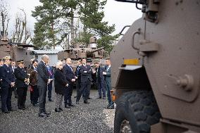 French Defence Minister and Croatia's Defence Minister visit the military defence system supplier KNDS - Versailles AJ