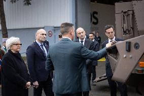 French Defence Minister and Croatia's Defence Minister visit the military defence system supplier KNDS - Versailles AJ