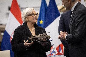 French Defence Minister and Croatia's Defence Minister visit the military defence system supplier KNDS - Versailles AJ