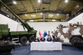 French Defence Minister and Croatia's Defence Minister visit the military defence system supplier KNDS - Versailles AJ
