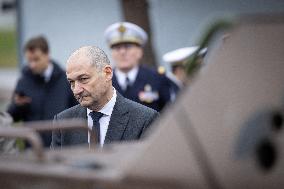 French Defence Minister and Croatia's Defence Minister visit the military defence system supplier KNDS - Versailles AJ