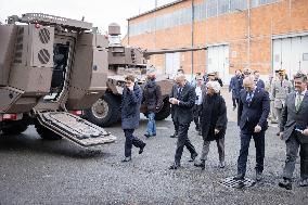 French Defence Minister and Croatia's Defence Minister visit the military defence system supplier KNDS - Versailles AJ
