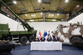 French Defence Minister and Croatia's Defence Minister visit the military defence system supplier KNDS - Versailles AJ