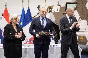 French Defence Minister and Croatia's Defence Minister visit the military defence system supplier KNDS - Versailles AJ