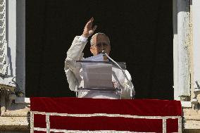 Pole Leo XIV During the Angelus Prayer - Vatican