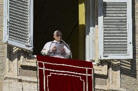 Pole Leo XIV During the Angelus Prayer - Vatican