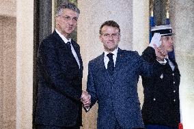 Emmanuel Macron meets with Croatia's Prime Minister Andrej Plenkovic - Paris