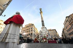 Pope Leo XIV's Traditional Homage To The Immaculate Conception - Rome
