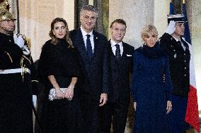 Official dinner with Croatia Prime Minister at the Elysee - Paris