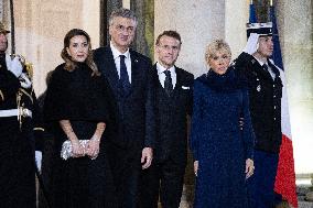Official dinner with Croatia Prime Minister at the Elysee - Paris