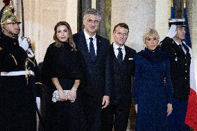 Official dinner with Croatia Prime Minister at the Elysee - Paris