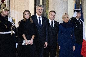 Official dinner with Croatia Prime Minister at the Elysee - Paris