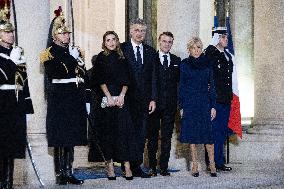 Official dinner with Croatia Prime Minister at the Elysee - Paris