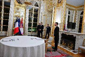 President Macron And PM Plenkovic Meeting - Paris