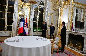 President Macron And PM Plenkovic Meeting - Paris