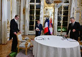 President Macron And PM Plenkovic Meeting - Paris