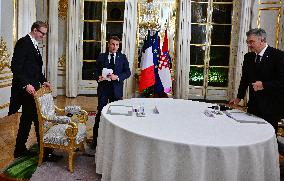 President Macron And PM Plenkovic Meeting - Paris