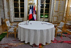 President Macron And PM Plenkovic Meeting - Paris