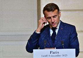 President Macron And PM Plenkovic Give A Press Conference - Paris