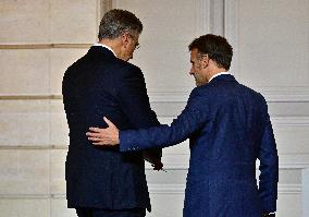 President Macron And PM Plenkovic Give A Press Conference - Paris