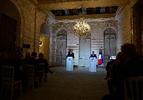 President Macron And PM Plenkovic Give A Press Conference - Paris