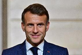 President Macron And PM Plenkovic Give A Press Conference - Paris