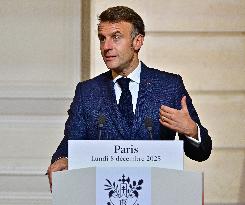 President Macron And PM Plenkovic Give A Press Conference - Paris