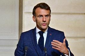 President Macron And PM Plenkovic Give A Press Conference - Paris