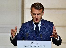 President Macron And PM Plenkovic Give A Press Conference - Paris