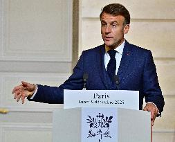 President Macron And PM Plenkovic Give A Press Conference - Paris
